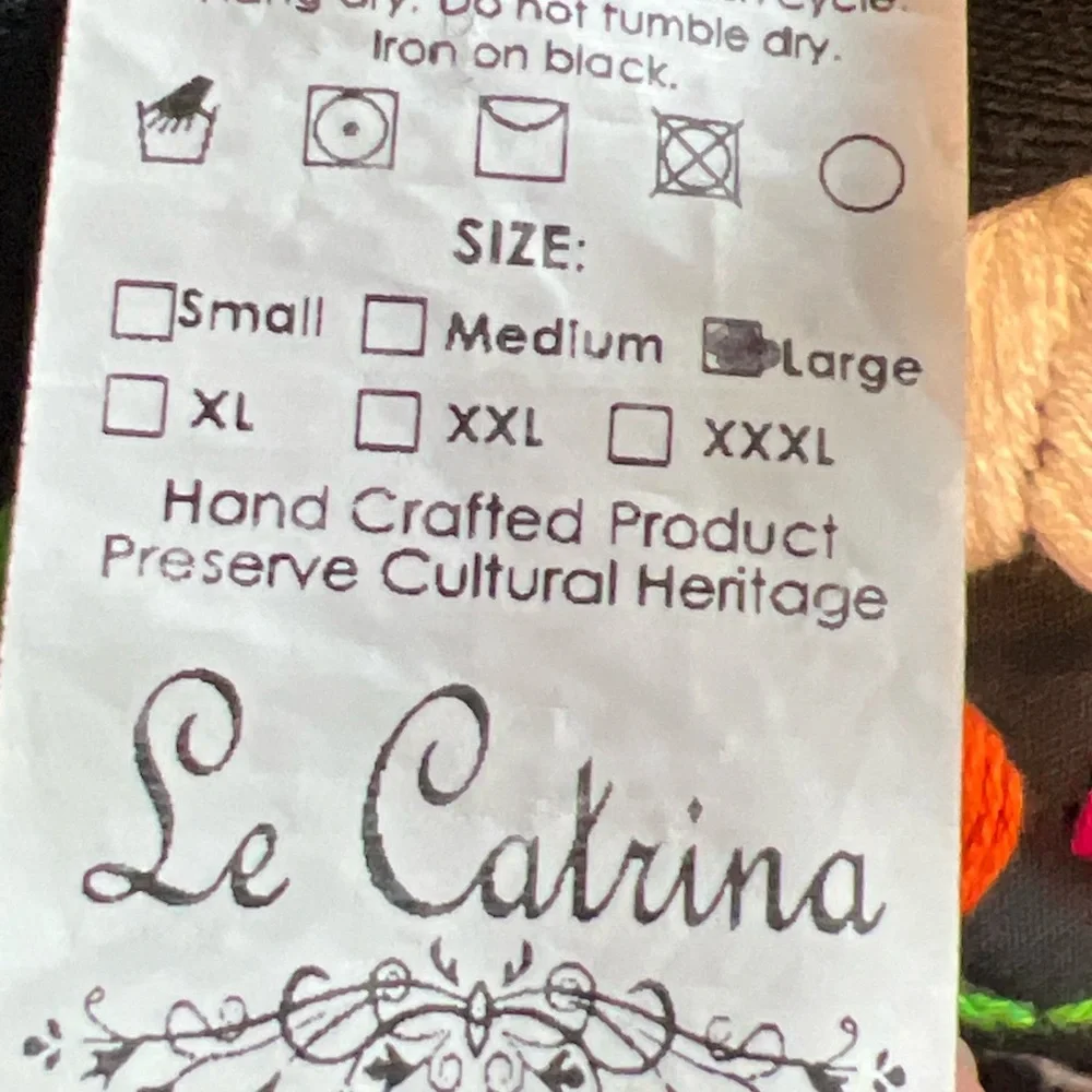 EUC- Le Catrina Black Hoodie with Floral Embroidery - Picture 3 of 3